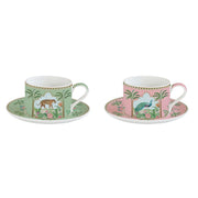 Easy Life Paradise Sauvage 240ml 4-Piece Cups & Saucers Set in Box - Multicolored