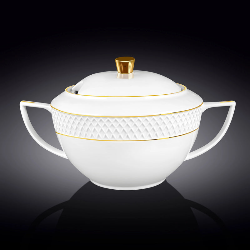 Wilmax Diamond 2800ml Tureen - White & Gold