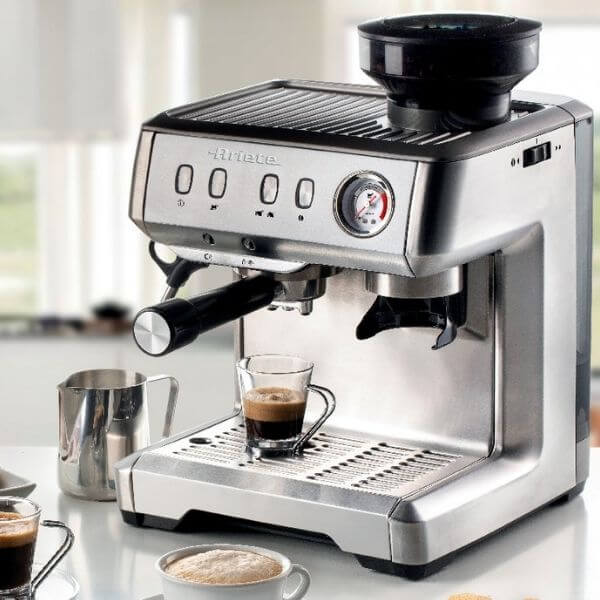 Ariete 1313 Espresso Coffee Machine with Grinder - Silver