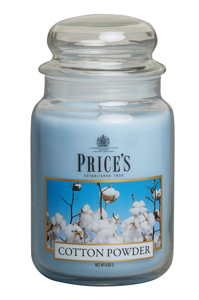 Price's Large Scented Candle Jar with Lid - Cotton Powder