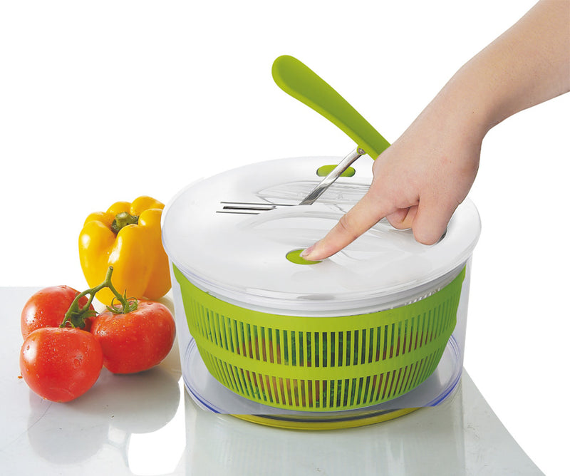 Ibili 16cm Salad Spinner with Pedal - Green & White