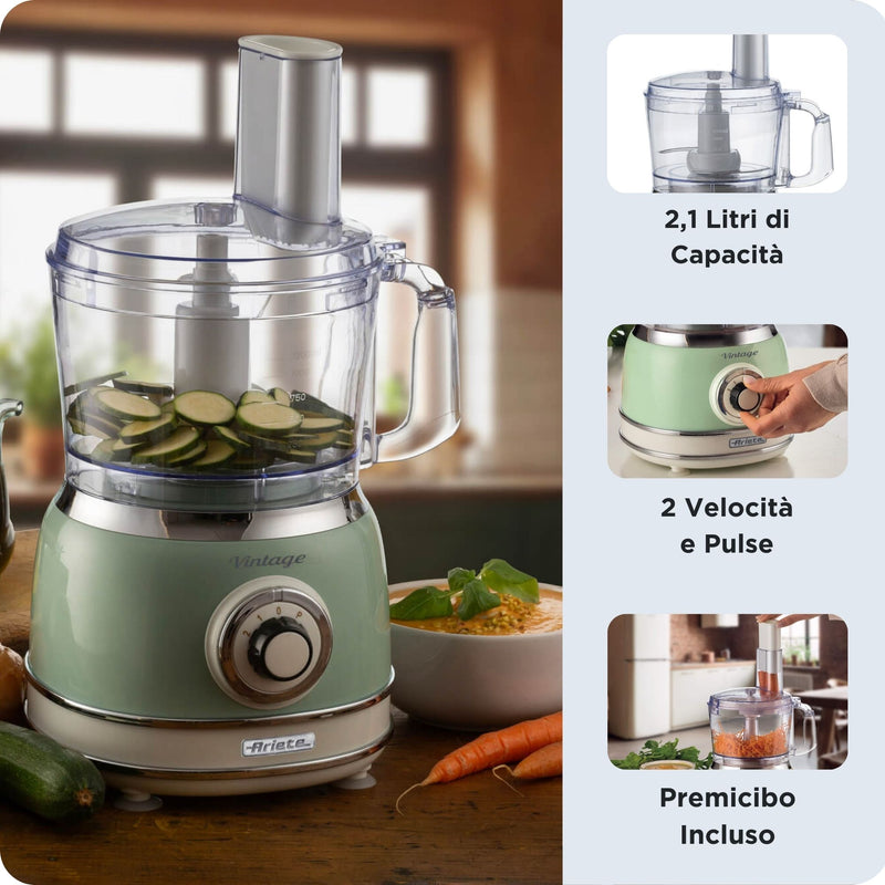Ariete Vintage 1781 8 in 1 Food Processor - Green