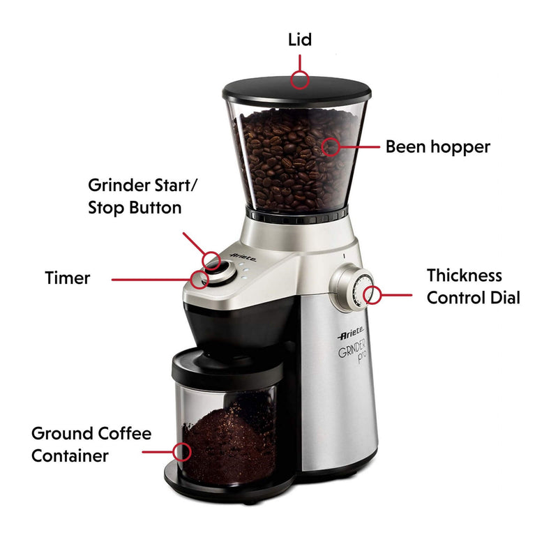 Ariete Grinder Pro 3017 Coffee Grinder - Silver
