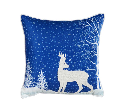 ARMN Azure Embroidered Snow Cushion Cover - White & Blue