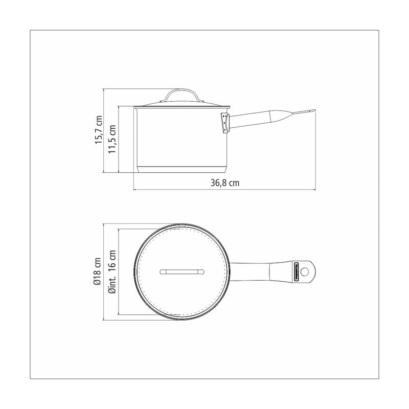 Tramontina Professional 16cm Steel Deep Saucepan with Lid