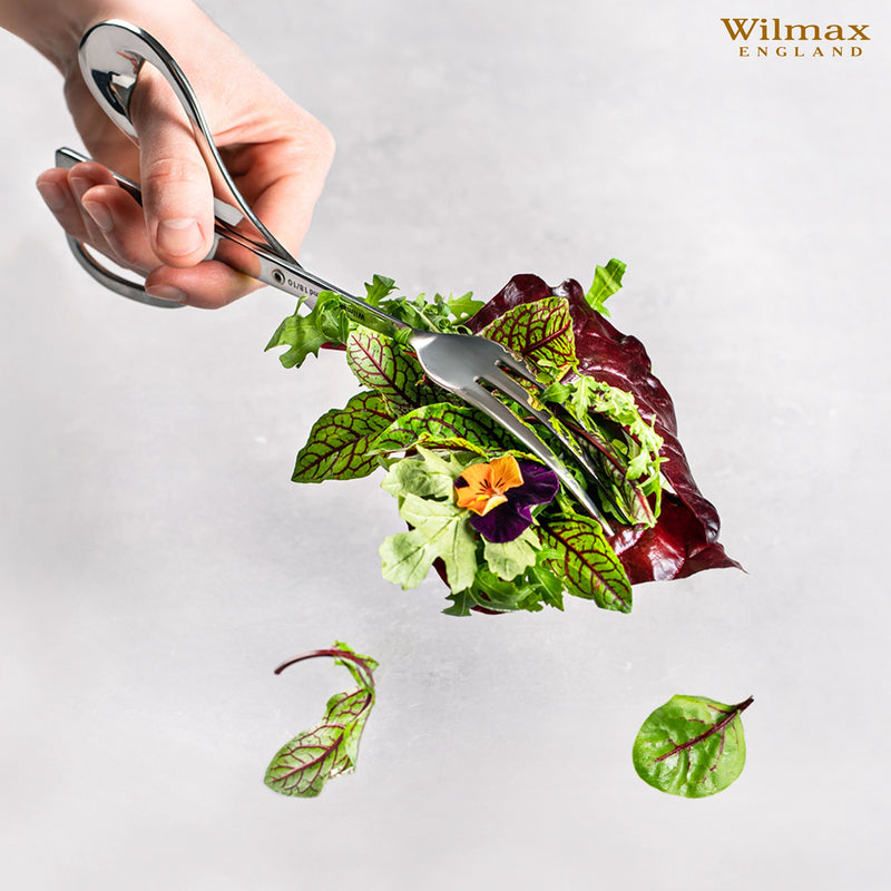 Wilmax 26cm Stainless Steel Serving Tongs - Silver