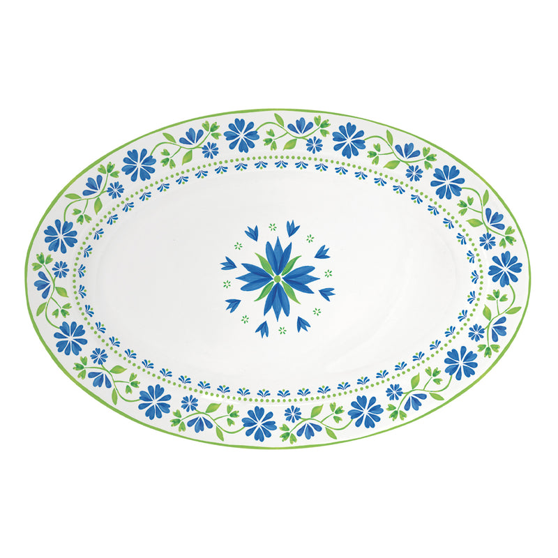 Easy Life Flowers Garden 35x23cm Serving Plate in Box - Blue & Green