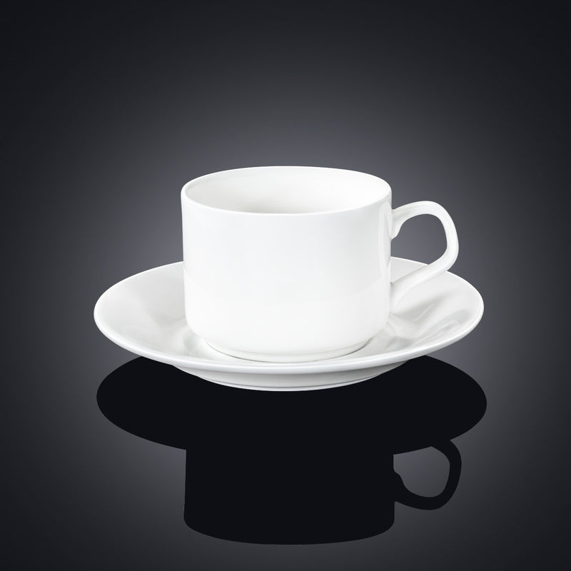 Wilmax 215ml Teacup & Coaster Set - White