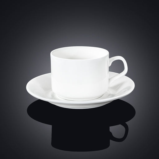 Wilmax 215ml Teacup & Coaster Set - White