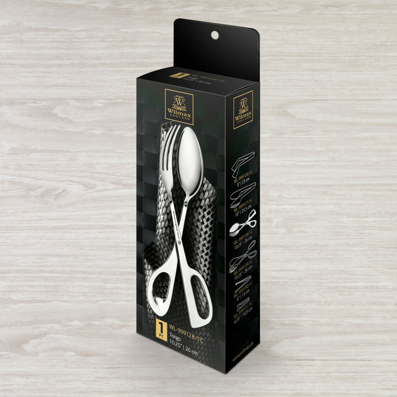 Wilmax 26cm Stainless Steel Serving Tongs - Silver