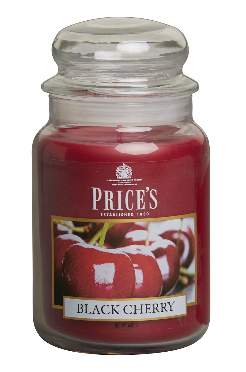 Price's Large Scented Candle Jar with Lid - Black Cherry