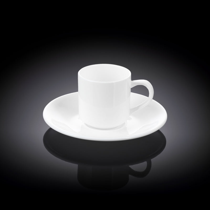 Wilmax 90ml Coffee Cup & Coaster Set - White
