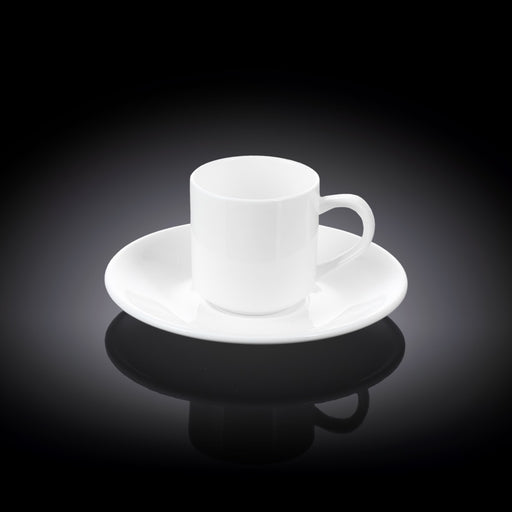 Wilmax 90ml Coffee Cup & Coaster Set - White