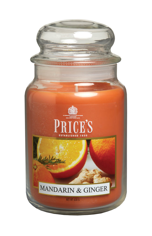 Price's Large Scented Candle Jar with Lid - Mandarin & Ginger