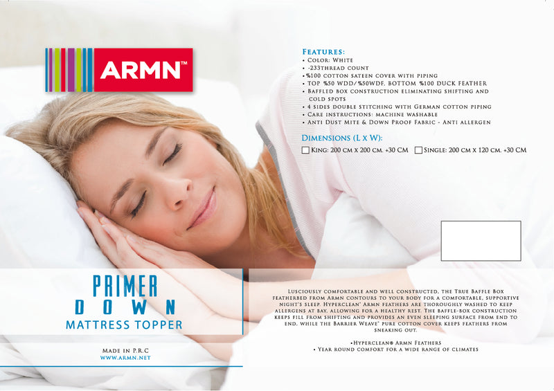 ARMN Primer Down Kingsize Mattress Topper