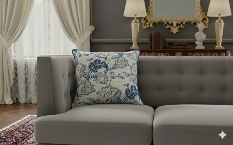 ARMN House Warming 45x45cm Patterned Cusion Cover - White & Blue