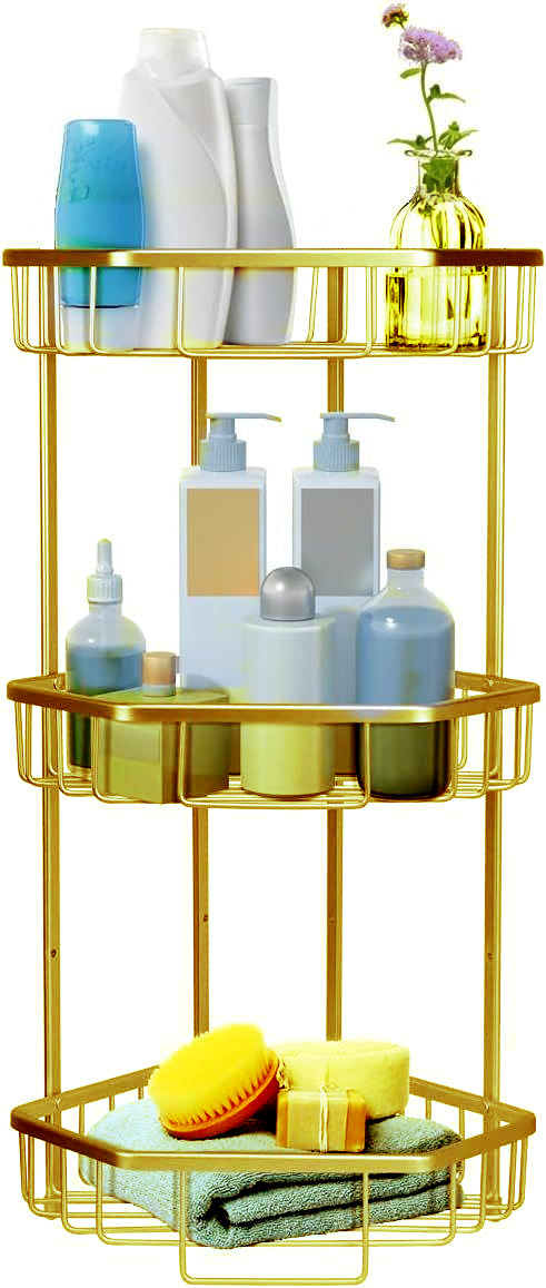 ARMN Space Aluminum 3-Shelf Corner Caddy - Gold