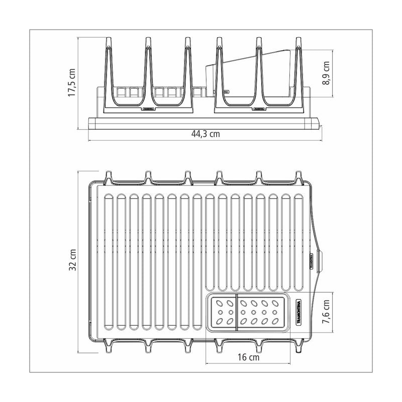 Tramontina Plurale 44x32cm Dish Rack - Gray