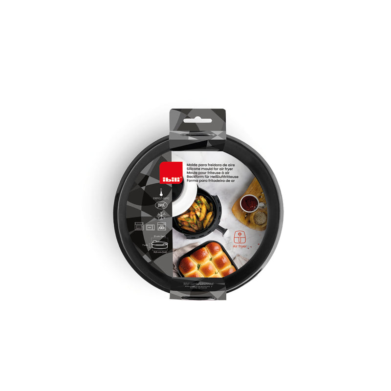 Ibili 16cm Round Container for Air Fryer - Black