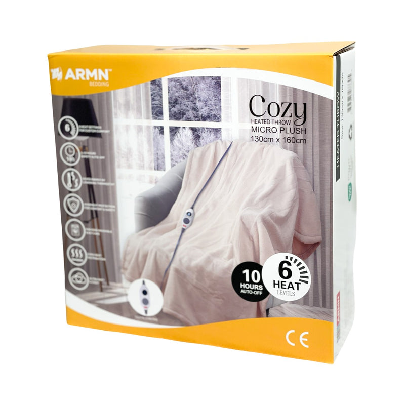 ARMN Cozy Plush 130x160cm Heated Throw - Beige