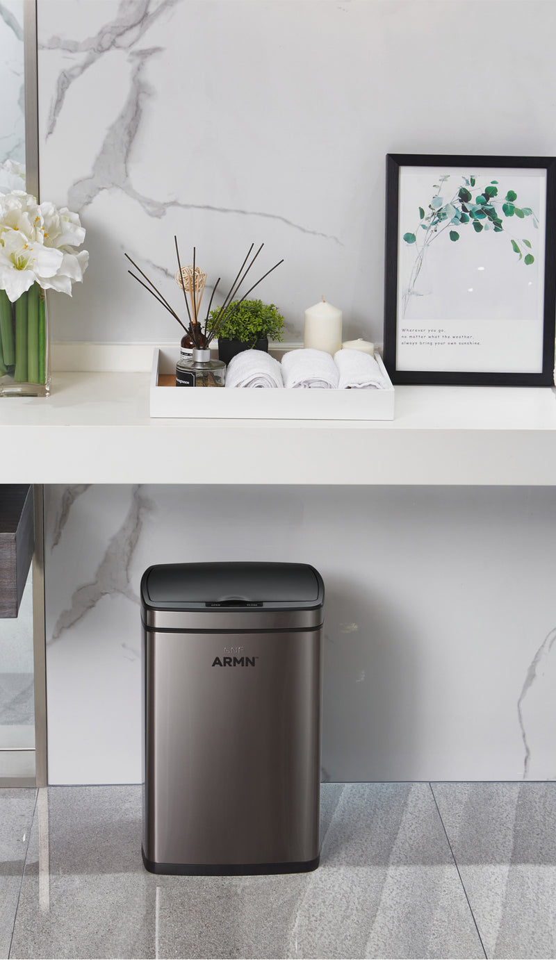 ARMN Roma 15L Steel Sensor Waste Bin - Black