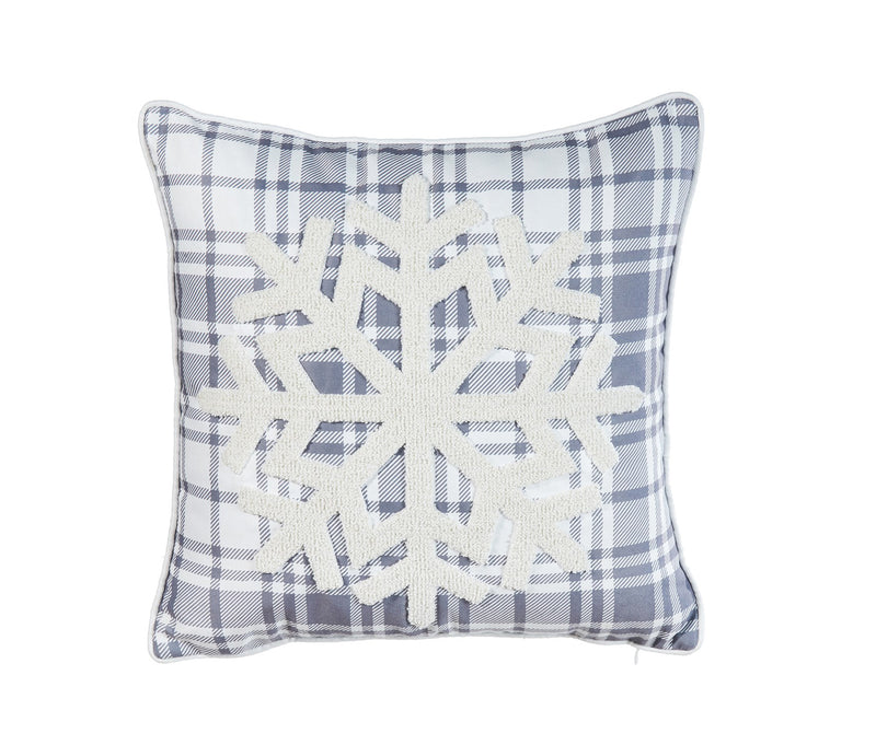 ARMN Azure Snowflake Embroidered Cushion Cover - Gray & White