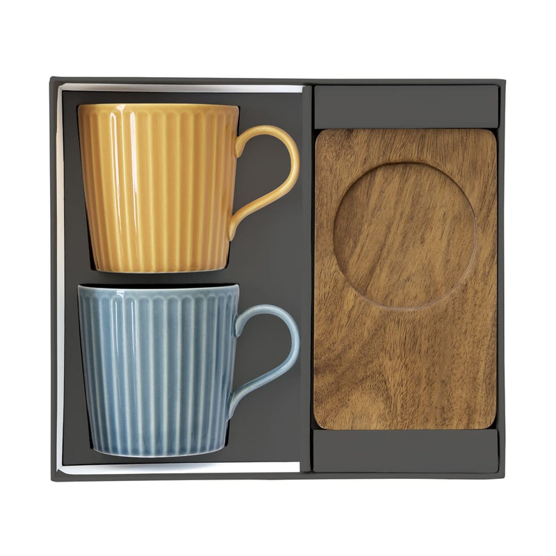Easy Life Take a Break 4-Piece 280ml Mug Set in Box - Yellow & Blue