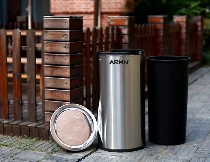 ARMN Roma 50L Swing Top Waste Bin - Silver