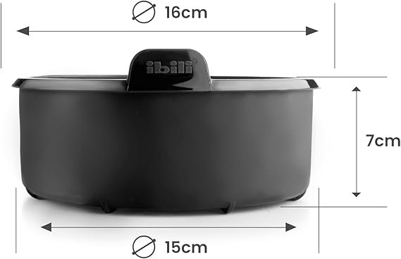 Ibili 16cm Round Container for Air Fryer - Black