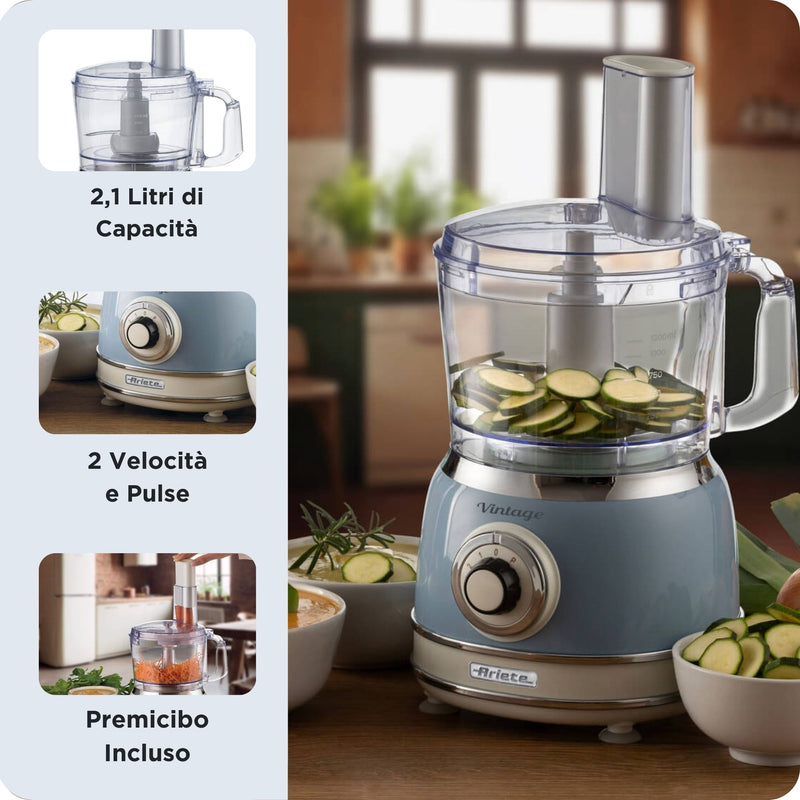 Ariete Vintage 1781 8 in 1 Food Processor - Blue