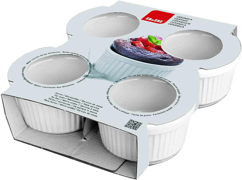 Ibili Set of 4 Ceramic Ramekins - White