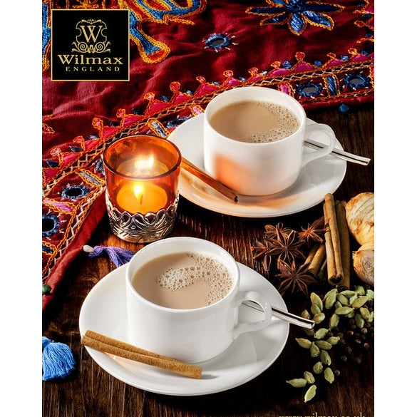Wilmax 160ml Teacup & Coaster Set - White